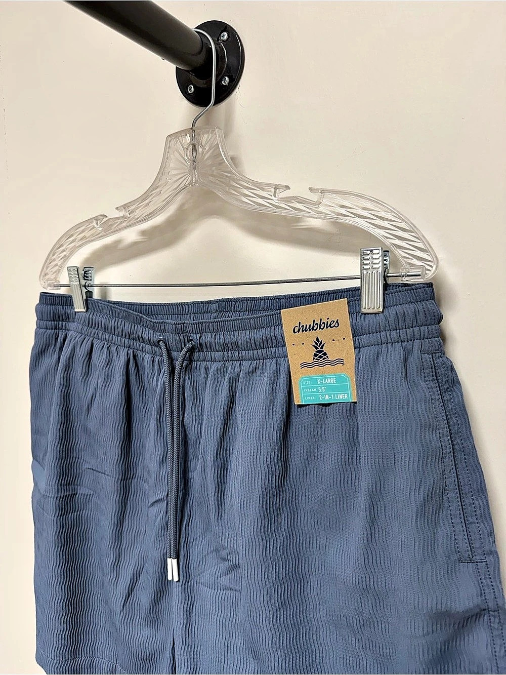 Chubbies Men's Blue Textured 5.5" Swim Trunks XL NWT